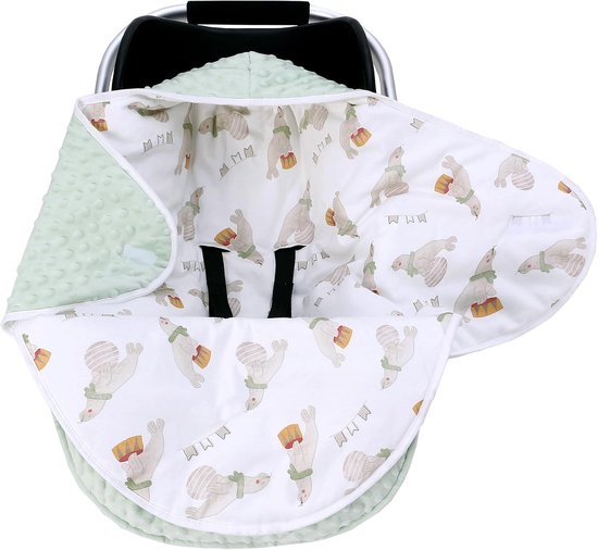 Wikkeldeken voor babyschaal voor winter, buggy, universele voetenzak, babydeken, katoen, inbakerdoek voor kinderwagen, autostoeltje, 3-12 maanden, zeeleeuw