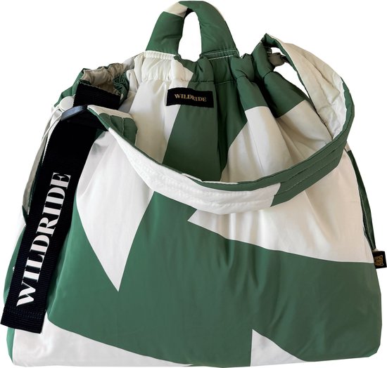 Wildride Schouder Luiertas Grafisch Green van Little Company