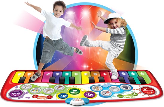 WINFUN Step-to-Play Jumbo Pianomat met Step-on 24 gigantische pianotoetsen, 25 ingebouwde demosongs en knipperende lichten van Merkloos