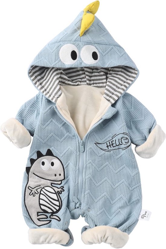 Winter baby overall met capuchon en voeten - sneeuwpak voor baby's