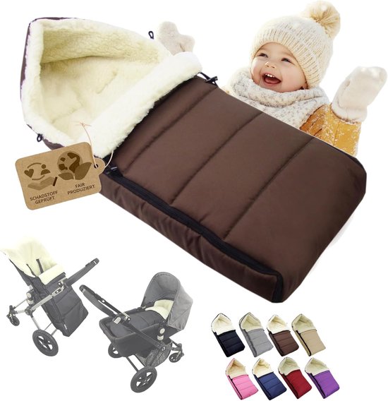 Winter voetenzak - Baby slaapzak - Baby warm houden - Universeel en waterafstotend - 108 cm - Bruin