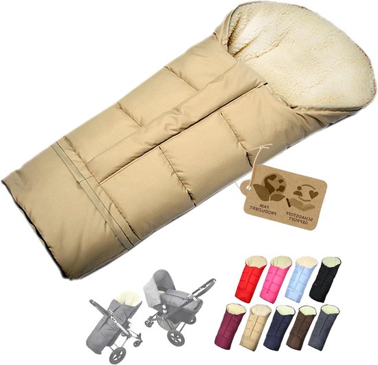 Winter voetenzak - Mummy model - Kind warm houden - Verstelbare lengte - 90-110 cm - Beige