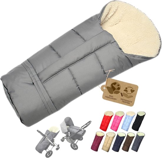 Winter voetenzak - Mummy slaapzak - Kinderwagen warm houden - Water en winddicht - 110 cm - Lichtgrijs