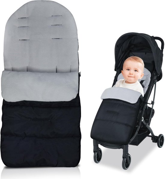 Winter voetenzak voor kinderwagen en buggy, waterdicht en winddicht, geschikt voor de meeste modellen, grijs, comfortabel en warm