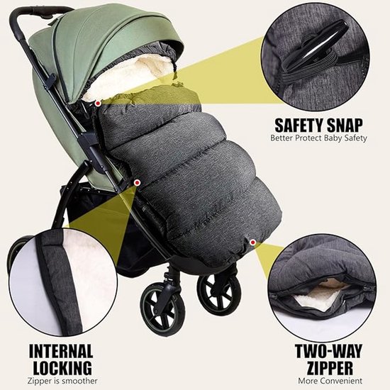 Winter Voetenzak voor Kinderwagen/Buggy – Universeel – Extra Groot – Dubbel Gelaagd – Babywagen Footmuff van Merkloos