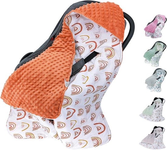 Winterdeken voor baby's, multifunctionele babydeken 90 x 90 cm, geschikt voor in het autostoeltje en de kinderwagen (herfst en winter, regenboog)