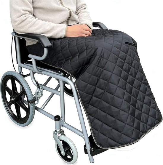 Winterdeken voor Rolstoel - Zwart - 100 x 70 cm - Dikke en Waterdichte Voetenzak voor Volwassenen
