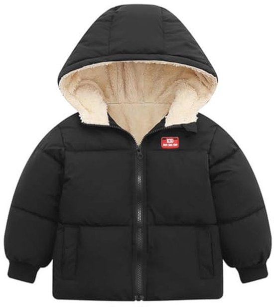 Winterjas voor baby's met ritssluiting en capuchon, winddicht en warm fleece, ideaal voor jongens en meisjes van Merkloos