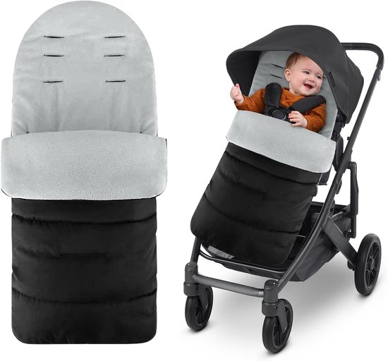 Winterkinderwagen voethoezen - Voetenzak voor kinderwagen - Babykinderwagen voethoezen - met ritssluiting - Universele baby voethoezen - Kinderwagen voethoezen met rits - Waterdicht - Winddicht - Past op de meeste kinderwagens -80*38cm - zwart van Sweetbaby.