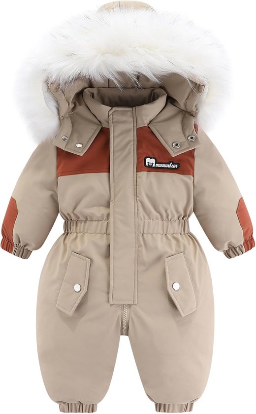 Winteroverall voor baby's - Warme en winddichte skipak voor jongens en meisjes met fleece en capuchon van Merkloos