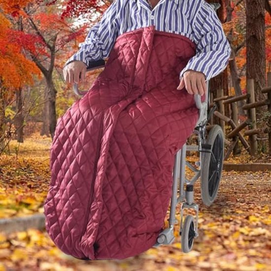 Winterrolstoel, slipzak voor buiten, winddichte voetenzak voor volwassenen, rolstoel, deken, beendeken, universele pasvorm voor rolstoelen, polyester en verdikt pluche
