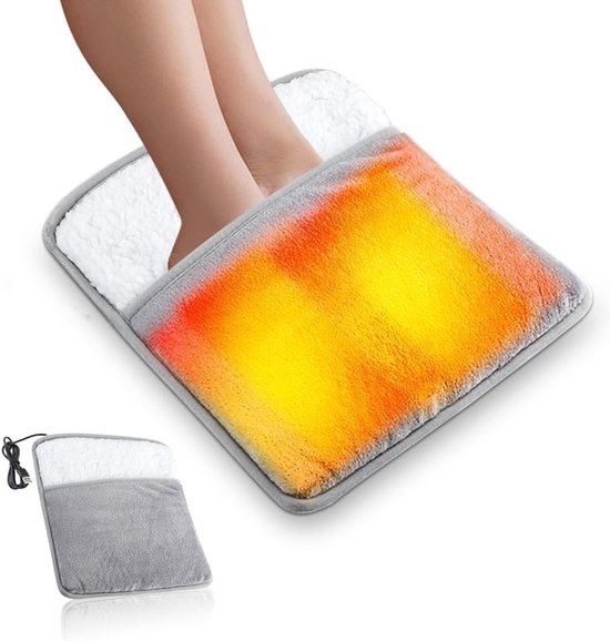 Winterse Elektrische Voetenwarmer, 30 x 30 cm Verwarmer voor Thuis en Kantoor, Wasbare Pluche Voetenzak voor Comfort en Warmte