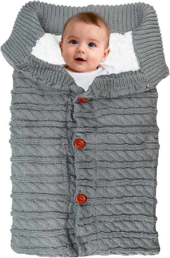 Winterse Voetenzak voor Baby's in Kinderwagens, Universele Gevoerde Slaapzak, Gebreide Fleece Voetenzak, Warm Dekentje voor Baby's van 0-12 Maanden