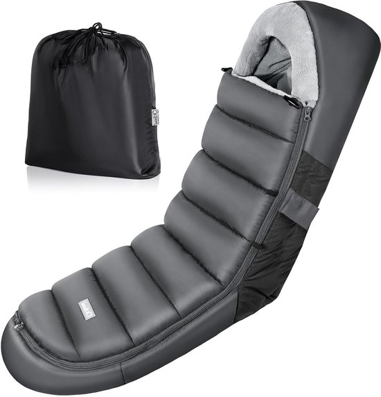 Winterse Voetenzak voor Kinderwagen - Waterdichte en Wasbare Slaapzak met Rits, Antislip en Warm Koraal Fleece, Ideaal voor Buggy en Driewieler, 104cm x 44cm, Donkergrijs