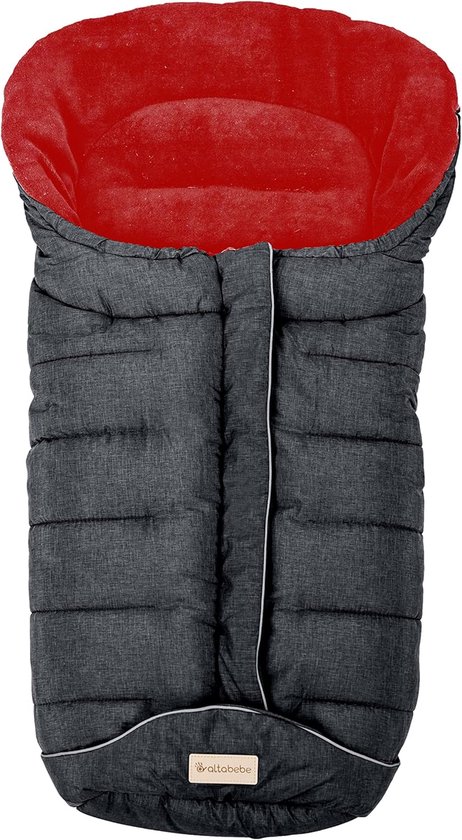 Wintervoetenzak - Baby deken - Wandelen buiten - 3M Thinsulate vulling - 95 x 45 cm - Donkergrijs-rood