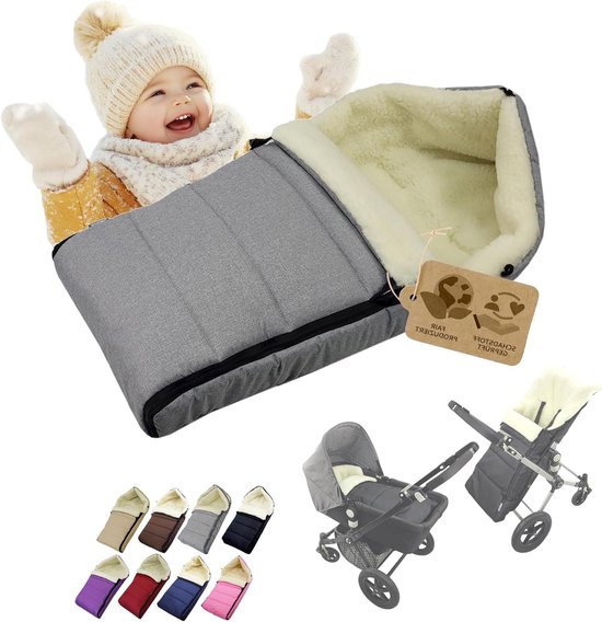 Wintervoetenzak - Babyvoetenzak - Kinderwagen Gebruik - Universele Pasvorm - 90 cm - Gemêleerd Lichtgrijs
