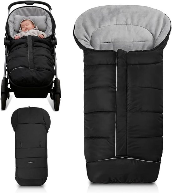 Wintervoetenzak Kinderwagen - Universele Overtrek - Baby Warm Houden - Waterdicht Polar Fleece - 500 g - Zwart