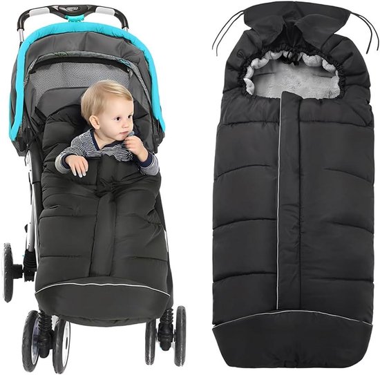 Wintervoetenzak Kinderwagen - Wagendeken Baby - Warm Blijven - Water- en Winddicht - 97 x 44 cm - Zwart