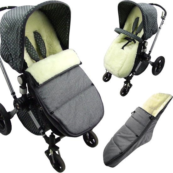 Wintervoetenzak - Kinderwagenzak Zitje - Baby Warm Houden - Afneembaar Bovenstuk - 95 x 46 cm - Grijs