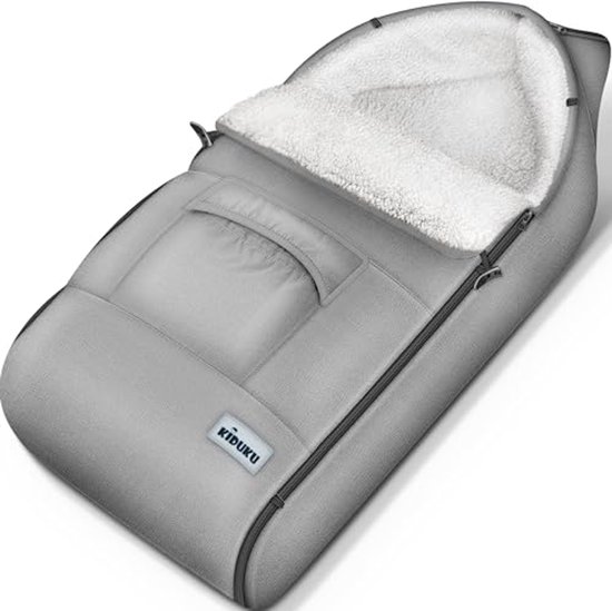 Wintervoetenzak voor kinderwagen en buggy - Wasbare babyvoetenzak met ritssluiting en tas - Jeans grijs