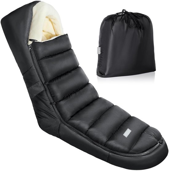 Wintervoetenzak voor kinderwagen, universele voetenzak, buggy met ritssluiting, waterdichte voetenzak, kinderwagen met anti-slip deeltjes, afneembaar en wasmachinebestendig, 104 x 44 cm, zwart