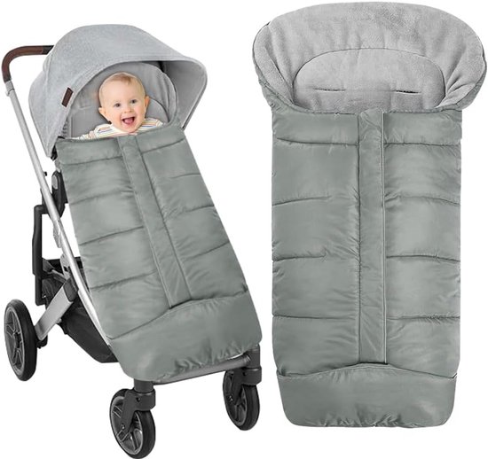 Wintervoetenzak voor kinderwagen - waterdicht, winddicht, warm - met capuchon en ritssluiting - universeel van Merkloos