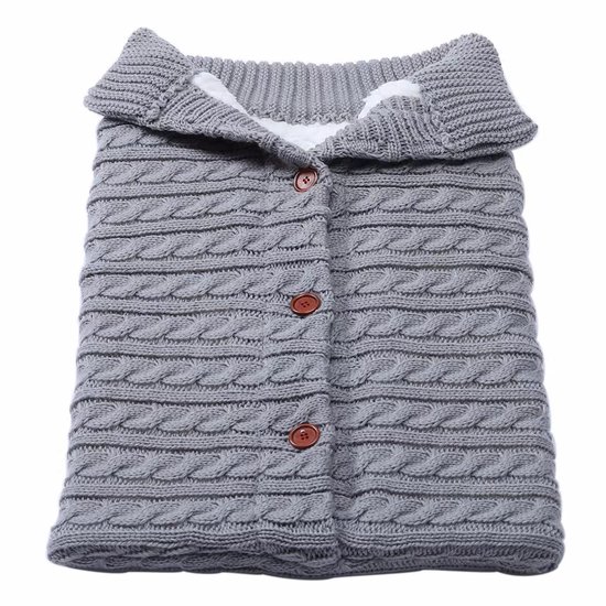 Wintervoetjes voor baby's - Universele winterslaapzak - Gebreide voetjes - Met fleece gevoerde winterslaapzak voor baby's - Warme voetjes - Babydeken voor in de kinderwagen - 68x39cm -Grijs van Merkloos