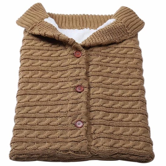 Wintervoetjes voor baby's - Universele winterslaapzak - Gebreide voetjes - Met fleece gevoerde winterslaapzak voor baby's - Warme voetjes - Babydeken voor in de kinderwagen - 68x39cm -Kaki van Merkloos
