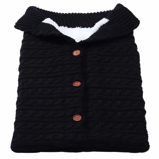 Wintervoetjes voor baby's - Universele winterslaapzak - Gebreide voetjes - Met fleece gevoerde winterslaapzak voor baby's - Warme voetjes - Babydeken voor in de kinderwagen - 68x39cm -Zwart van Merkloos