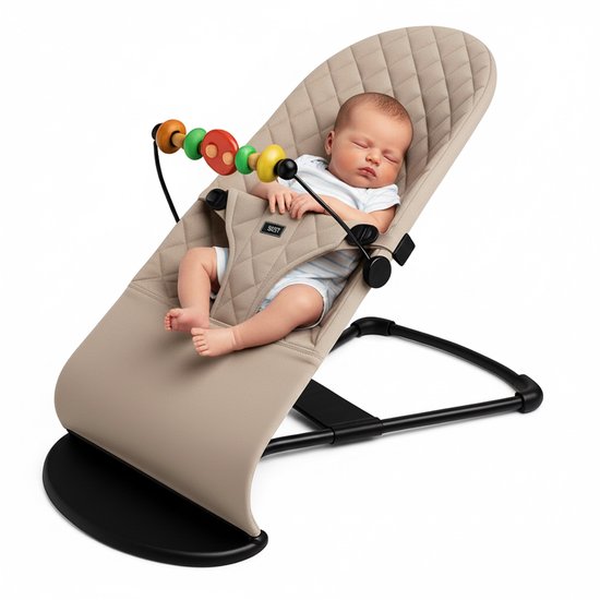 Wipstoel Baby - Baby Bouncer - Schommelstoel Baby - Baby Swing - met Speelboog - Beige van Merkloos