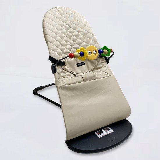 Wipstoel - Baby Relax - Beige - Ergonomisch - Verstelbaar - Inklapbaar - Babyschommelstoel met speelboog - Opvouwbare schommelstoel voor baby's - Babycomfortstoel met 3 hoogteverstellingen van Merkloos