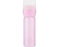 WiseGoods Luxe Haarverf Fles - Flesje Met Borstel - Tool Haren Verven - Haar Accessoires - Kam Doseerfles - Knijpfles 120ML Roze van Wise