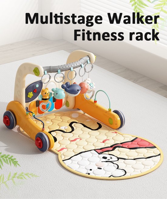 WiseStorChoice 3-in-1 Babywalker - Multifunctionele Looptrainer & Fitness Rack met Muziek - Inclusief Speelmat van Wise
