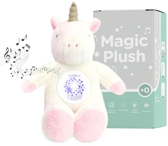 Wit Geluidsknuffelbeer met Melodieën, Witte Ruismodi, Sterrenprojector & Hangband | Nachtlampje | Machinewasbaar van Merkloos