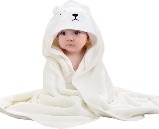 Wit - IJsbeer - Badcape - Baby Handdoek - Zachte Poncho - Badhanddoek - Met Capuchon - Badponcho - Dieren - Baby fleecedeken - Baby en Peuters - 0-3 jaar - Babydeken - Babycape - Wikkeldeken - Kraamcadeau - Handdoek - Kleuter - Multifunctionele van $
