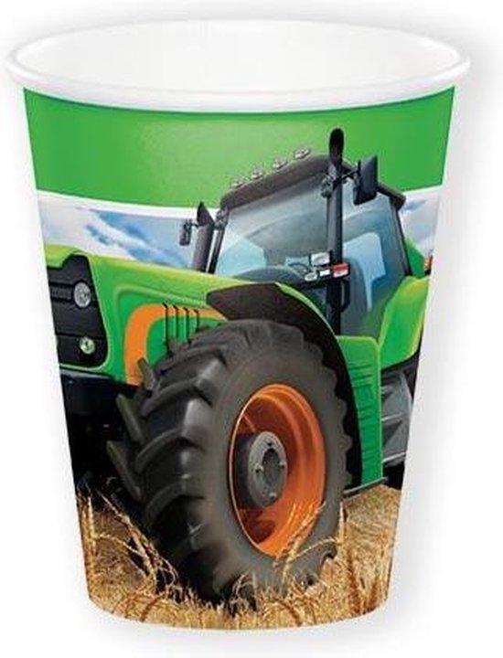Witbaard Feestbeker Tractor Time Karton 266 Ml Groen 8 Stuks van Witbaard