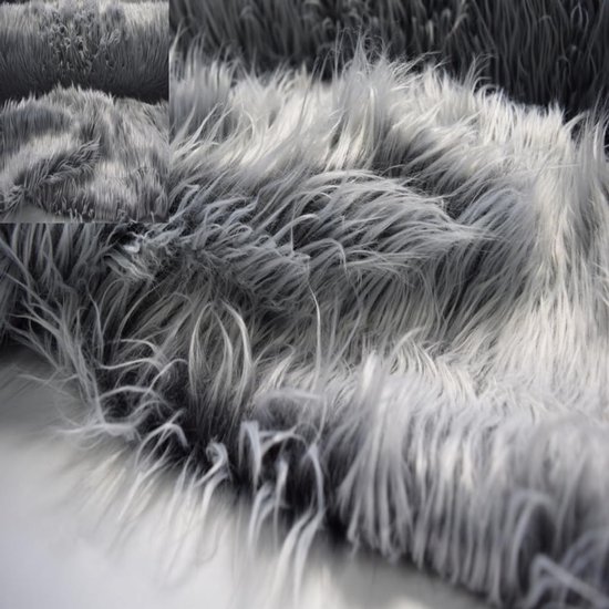 Wit/Grijze Pluizige Teddy Vacht Stof per Stuk 50x150cm voor Knutselen en Decoratie van Merkloos