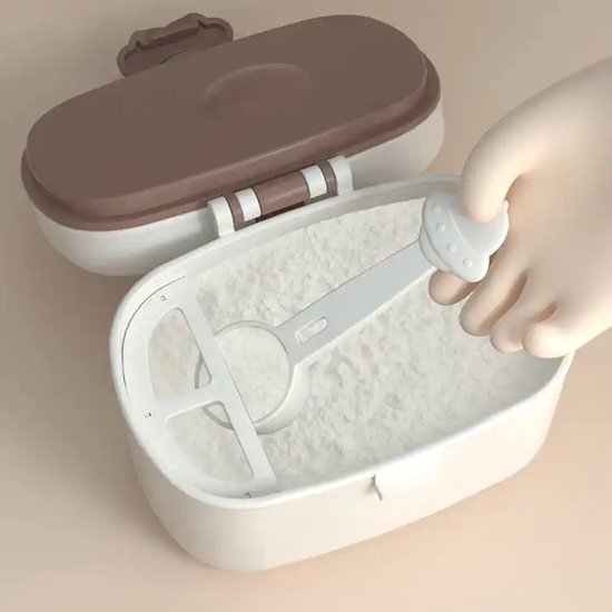 Without Lemon - Baby Melkpoeder Doseer Box - Reisbox - Opbergdoos voor voeding - Dispenser met schraper, lepel en vork - Wit - 380ml van Merkloos