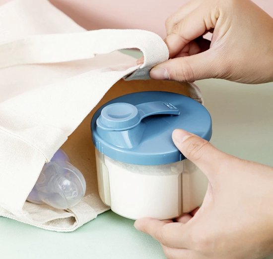 Without Lemon - Baby Melkpoeder Doseer Box - Voeding Bewaardoos - Schenkdop - 4 Compartimenten - Blauw van Merkloos