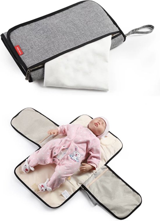 Without Lemon - Baby Verschoon Matje - Luier Etui - Opvouwbaar - Reizen - Grijs van Without Lemon