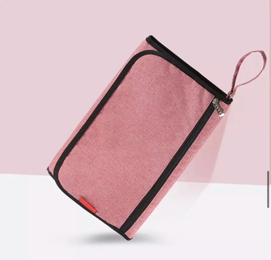 Without Lemon - Baby Verschoon Matje - Luier Etui - Opvouwbaar - Waterdicht - Reizen - 59x90cm - Roze van Without Lemon
