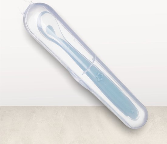 Without Lemon -Siliconen Lepel met box - Kinderbestek - Baby & Peuter - Siliconen - BPA vrij - Blauw van Without Lemon