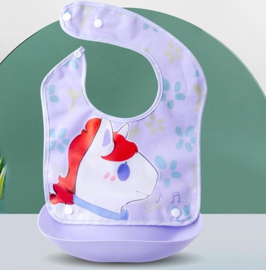 Without Lemons Slabbetje met opvangbak Paars Unicorn| Verstelbaar |Baby Dreumes en peuters | Vaatwasbestendig| 0 -3 Jaar |Unisex | Kraamcadeau | Cadeau |Duurzaam van Without Lemon
