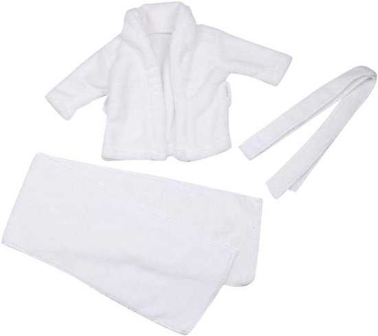 Witte Baby Badjas en Handdoek voor Fotografie, Schattige Kostuums voor Pasgeborenen (3-6 Maanden)