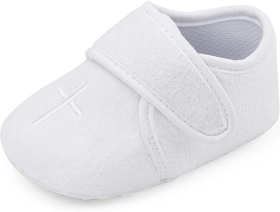 Witte Doopschoentjes voor Baby Meisjes met Antislipzool en Klittenband