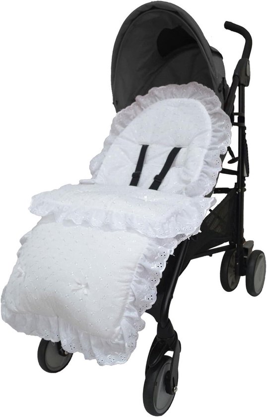 Witte gewatteerde voetenzak voor kinderwagen - universeel en comfortabel - 1 stuk