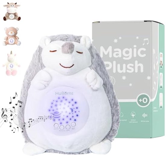 Witte Ruis Knuffel Beer met Sterrenprojector en Melodieën voor Baby's | Nachtlampje en Wasbaar Knuffeldier van Flow Amsterdam