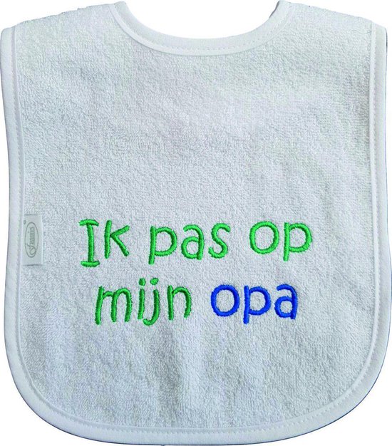Witte slab met "Ik pas op mijn opa" van $