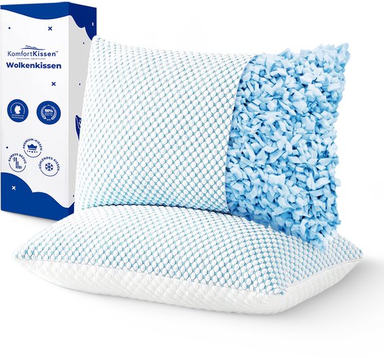 Wolkenkissen 2 stuks, 80 x 80 cm Premium Memory Foam Kussen - Ergonomisch - Verstelbaar - Hoogwaardig - Ondersteunt Hoofd en Nacken - Ademend en Hygienisch van Merkloos