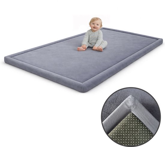 Wolkzachte Speelmat 200x150x3,5cm - Speelkleed Baby - Extra Dik - Antislip Onderkant - Hoogwaardig Traagschuim - Zacht Kindertapijt - Grijs van Merkloos